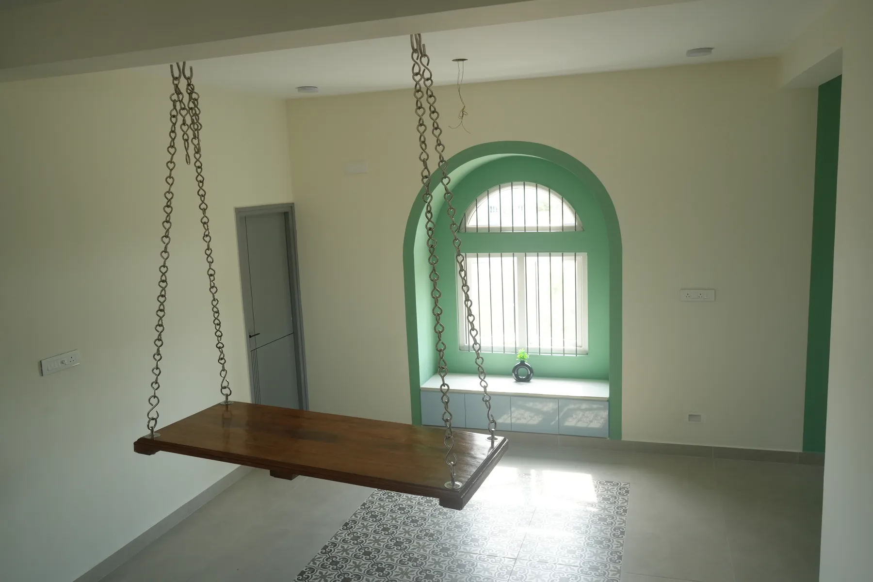 AK Residence — bay window seating with swing, Kannivakkam, Chennai