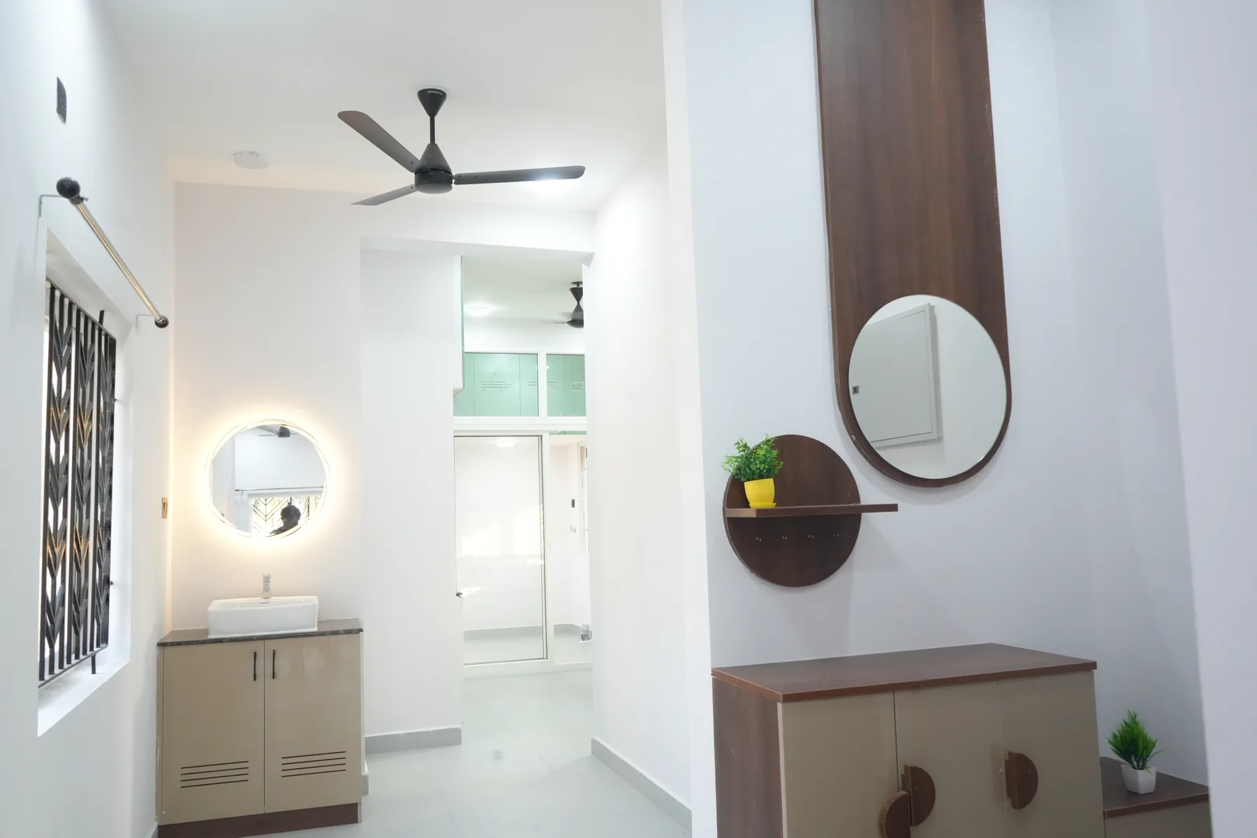 AV Residence — entryway mirror and console, Guduvanchery, Chennai