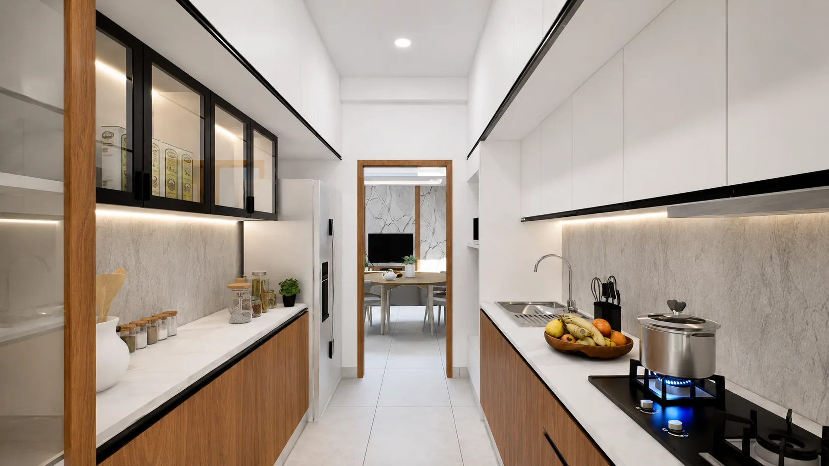 BV Residence — galley kitchen, Kodambakkam, Chennai