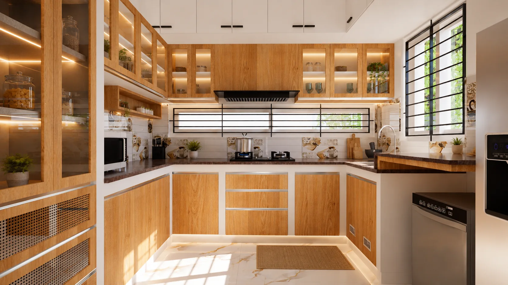 HR Residence — living room with green accent wall, Aadanur, Chennai