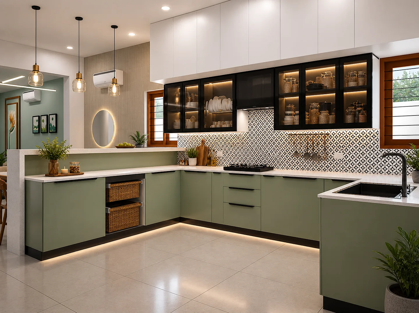 PR Residence — kitchen, night view, Maraimalainagar, Chennai