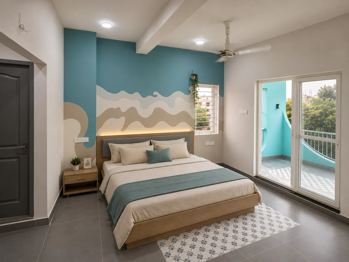 RA Residence — sea-themed bedroom with balcony, Urapakkam, Chennai