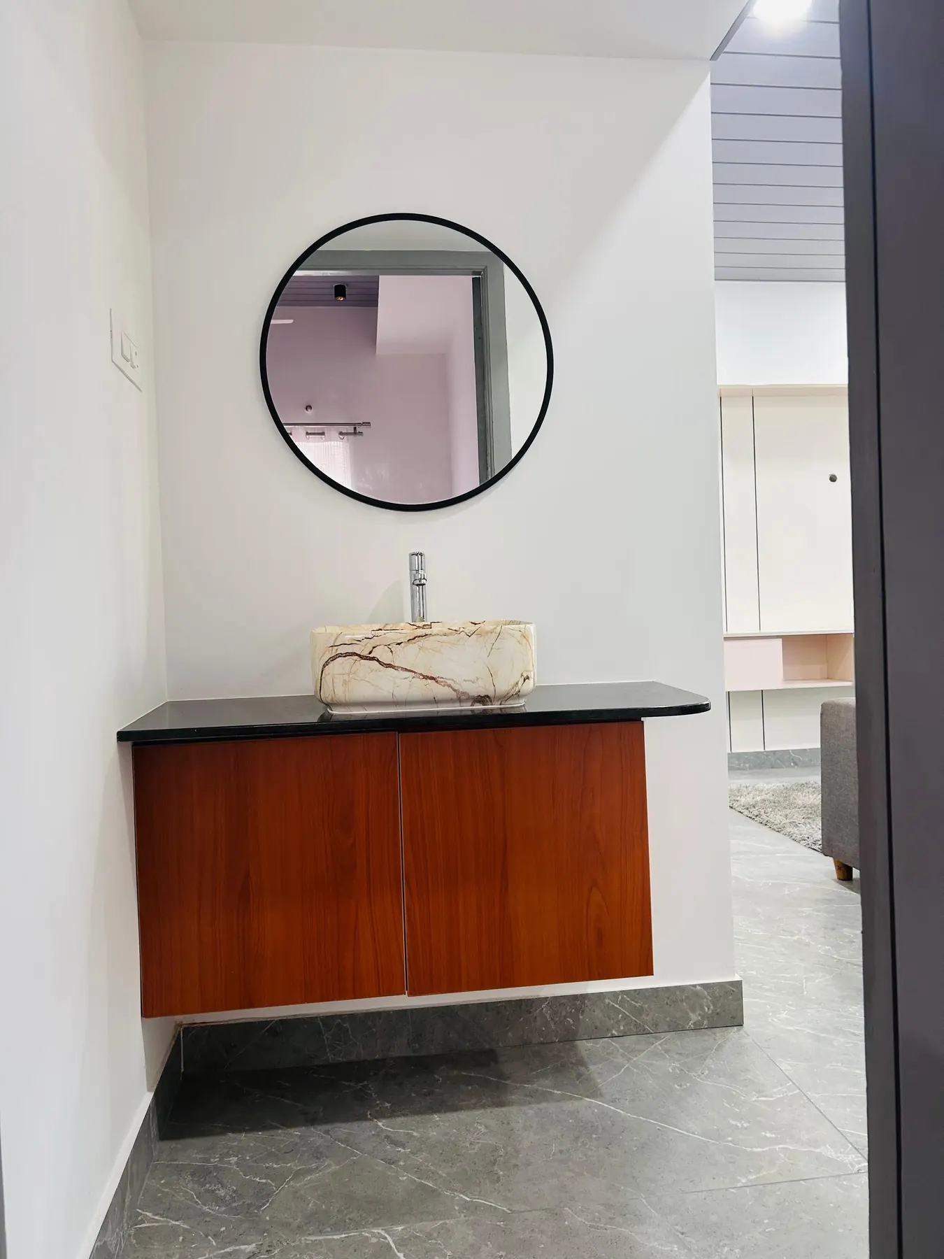 SK Residence — bathroom vanity, Kayarambedu, Chennai