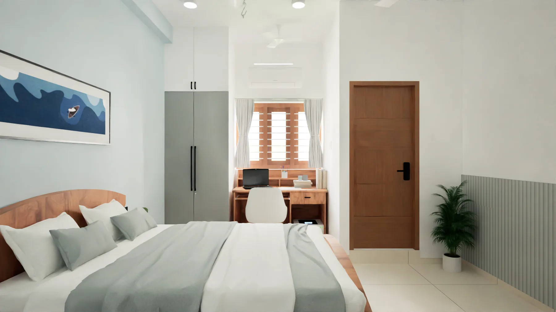 VN Residence — bedroom with study desk, Guduvanchery, Chennai